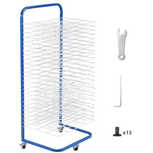 VEVOR 25 Removable Shelves 17 x 13 x 39.4 inch Lockable Wheels, Carbon Steel Painting Drying Rack for Artwork in Classroom, Art Studios and Schools, Blue+White, 423 x 317 mm VEVOR 25 Removable Shelves 17 x 13 x 39.4 inch Lockable Wheels, Carbon Steel Painting Drying Rack for Artwork in Classroom, Art Studios and Schools, Blue+White, 423 x 317 mm