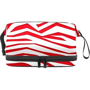 Generic Multi-Functional Storage Travel Cosmetic Bag with Handle,Large Capacity Travel Cosmetic Bag,Red and White Zebra Print Background Generic Multi-Functional Storage Travel Cosmetic Bag with Handle,Large Capacity Travel Cosmetic Bag,Red and White Zebra Print Background