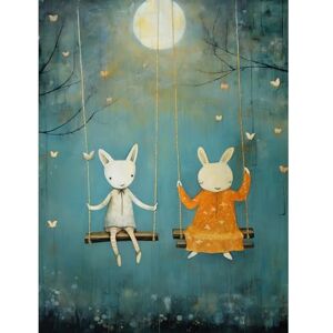 Artery8 Rabbits on a Swing with Moonlit Butterflies Calming Baby Nursery Artwork Extra Large XL Wall Art Poster Print Artery8 Rabbits on a Swing with Moonlit Butterflies Calming Baby Nursery Artwork Extra Large XL Wall Art Poster Print