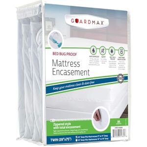 Guardmax Bed Bug Mattress Protector Cover Zippered 100% Waterproof Encasement Soft, Hypoallergenic and Breathable Twin Size (39x75x9) Guardmax Bed Bug Mattress Protector Cover Zippered 100% Waterproof Encasement Soft, Hypoallergenic and Breathable Twin Size (39x75x9)