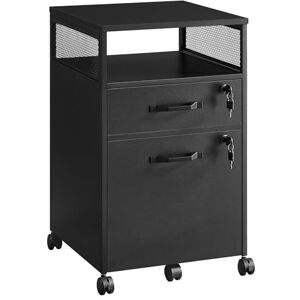 VASAGLE Filing Cabinet, Mobile File Cabinet with 2 Lockable Drawers, Office Cabinet on Wheels, for A4, Letter-Size Hanging File Folders, Open Shelf, Steel Frame, Ink Black OFC077B16 VASAGLE Filing Cabinet, Mobile File Cabinet with 2 Lockable Drawers, Office Cabinet on Wheels, for A4, Letter-Size Hanging File Folders, Open Shelf, Steel Frame, Ink Black OFC077B16