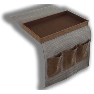 DRW Handle Holder for Side of Sofa with Tray Leatherette Beige and Brown 35 x 2 x 70 cm DRW Handle Holder for Side of Sofa with Tray Leatherette Beige and Brown 35 x 2 x 70 cm