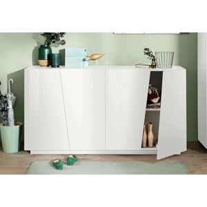 Dmora Sideboard Owen, Kitchen sideboard with 4 doors, Living room buffet, 100% Made in Italy, cm 159x43h86, Glossy white Dmora Sideboard Owen, Kitchen sideboard with 4 doors, Living room buffet, 100% Made in Italy, cm 159x43h86, Glossy white