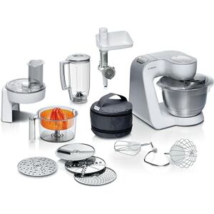 Bosch CreationLine 7 in 1 Stand Mixer MUM58259GB with 11 accessories, 7 Speeds, dough hook, whisk, beater, blender, juicer, mincer, shredder, 1000W, White/Silver Bosch CreationLine 7 in 1 Stand Mixer MUM58259GB with 11 accessories, 7 Speeds, dough hook, whisk, beater, blender, juicer, mincer, shredder, 1000W, White/Silver