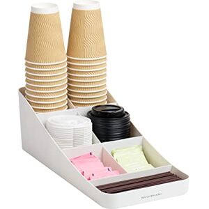 Mind Reader Anchor Collection, 7-Compartment Coffee Cup and Condiment Countertop Organizer, 7.25" L x 15.5" W x 5.25" H, White Mind Reader Anchor Collection, 7-Compartment Coffee Cup and Condiment Countertop Organizer, 7.25" L x 15.5" W x 5.25" H, White