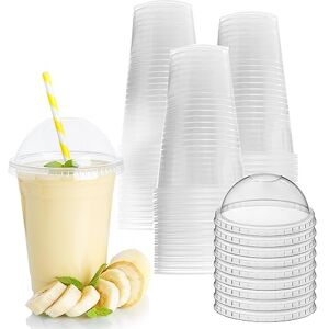 Zuvo Plastic Smoothie Cups with Dome Lids 16 OZ (Pack of 50) Strong Clear Plastic Cups for Milkshakes, Smoothies, Iced Coffee, Slusly and Bubble Tea 100% Reusable Cups Zuvo Plastic Smoothie Cups with Dome Lids 16 OZ (Pack of 50) Strong Clear Plastic Cups for Milkshakes, Smoothies, Iced Coffee, Slusly and Bubble Tea 100% Reusable Cups