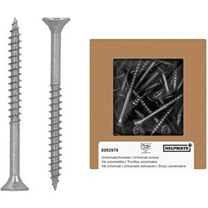 HELPMATE Universal Countersunk Wood Screws, 5.0 x 60 mm, Stainless Steel A2, Pack of 100, PZ 2 Drive, Partial Thread, Indoor/Outdoor HELPMATE Universal Countersunk Wood Screws, 5.0 x 60 mm, Stainless Steel A2, Pack of 100, PZ 2 Drive, Partial Thread, Indoor/Outdoor