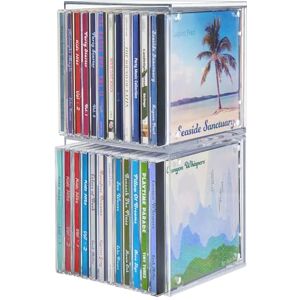 STORi Stackable Clear Plastic CD Organizers (2 Pack) Cube Jewel Case Holders Perfect for Theatre Room Holds up to 12 CD Cases per Organizer Made in USA STORi Stackable Clear Plastic CD Organizers (2 Pack) Cube Jewel Case Holders Perfect for Theatre Room Holds up to 12 CD Cases per Organizer Made in USA