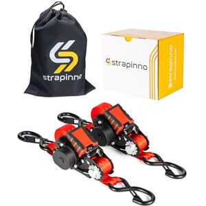 Strapinno Retractable Ratchet Straps 1 in x 12 ft Heavy Duty Tie Downs, 1800lbs Breaking Strength Each, S Hooks with Safety Clip, AutoRetract, for Moving, Motorcycle, Boat, Kayak, and Cargo (2) Strapinno Retractable Ratchet Straps 1 in x 12 ft Heavy Duty Tie Downs, 1800lbs Breaking Strength Each, S Hooks with Safety Clip, AutoRetract, for Moving, Motorcycle, Boat, Kayak, and Cargo (2)