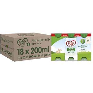 Cow & Gate 1 First Infant Baby Milk Ready to Use Liquid Formula, from Birth, 200 ml, (Pack of 18) Cow & Gate 1 First Infant Baby Milk Ready to Use Liquid Formula, from Birth, 200 ml, (Pack of 18)