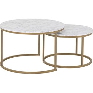 Seconique Dallas Round Coffee Table Set in Marble/Gold Effect Seconique Dallas Round Coffee Table Set in Marble/Gold Effect