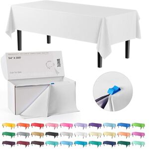 Exquisite 54 Inch X 300 Feet White Plastic Table Cover Roll in A Cut to Size Box with Convenient Slide Cutter. Cuts Up to 36 Rectangle 8 Feet Plastic Disposable Tablecloths Exquisite 54 Inch X 300 Feet White Plastic Table Cover Roll in A Cut to Size Box with Convenient Slide Cutter. Cuts Up to 36 Rectangle 8 Feet Plastic Disposable Tablecloths