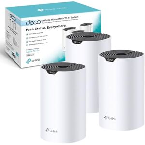 TP-LINK Deco S4(3-pack) AC1200Mbps Whole-Home Mesh WiFi System, Router and Access Point Modes, 370 m2 Coverage WiFi Booster, 867Mbps at 5GHz+300Mbps at 2.4GHz, Beamforming, Work with Amazon Echo/Alexa TP-LINK Deco S4(3-pack) AC1200Mbps Whole-Home Mesh WiFi System, Router and Access Point Modes, 370 m2 Coverage WiFi Booster, 867Mbps at 5GHz+300Mbps at 2.4GHz, Beamforming, Work with Amazon Echo/Alexa