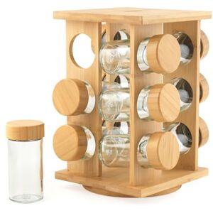 Salter Rotating Spice Rack – 12 Refillable Glass Jars with Labels, FSC®-Certified Bamboo, Screw Lids for Freshness, Easy-Access Spinning Base, Compact Design, Build Collection of Favourite Seasonings Salter Rotating Spice Rack – 12 Refillable Glass Jars with Labels, FSC®-Certified Bamboo, Screw Lids for Freshness, Easy-Access Spinning Base, Compact Design, Build Collection of Favourite Seasonings