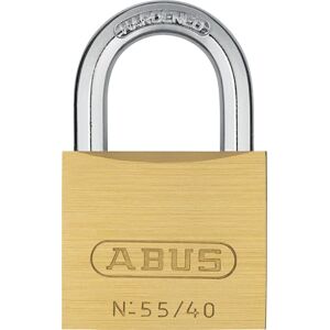 ABUS Padlock Brass 55/40 Robust, Weatherproof Lock with Automatic Locking and Hardened Steel Shackle Ideal for Loop Cables, Doors, Gates, cabinets, Gym, School and More -keyed 40 mm Wide ABUS Padlock Brass 55/40 Robust, Weatherproof Lock with Automatic Locking and Hardened Steel Shackle Ideal for Loop Cables, Doors, Gates, cabinets, Gym, School and More -keyed 40 mm Wide