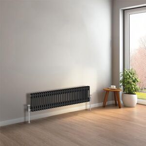 NRG 300 x 1460mm Black Horizontal Traditional Column Cast Iron Style Radiator Central Heating Radiator Perfect for Bathrooms, Kitchen, Living Room Double Panel NRG 300 x 1460mm Black Horizontal Traditional Column Cast Iron Style Radiator Central Heating Radiator Perfect for Bathrooms, Kitchen, Living Room Double Panel