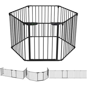 VOUNOT ® 6 Panel Safety Barrier Fireplace Protection Foldable Metal Fire Guard Hearth Gate with Lockable Door, Playpen Multi-Function Room Divider Pre-Assembled 3.75M Black VOUNOT ® 6 Panel Safety Barrier Fireplace Protection Foldable Metal Fire Guard Hearth Gate with Lockable Door, Playpen Multi-Function Room Divider Pre-Assembled 3.75M Black