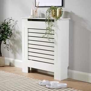 Home Source Radiator Cover Wooden Wall Cabinet Shelf Slatted Grill, White, Small 78cm Home Source Radiator Cover Wooden Wall Cabinet Shelf Slatted Grill, White, Small 78cm