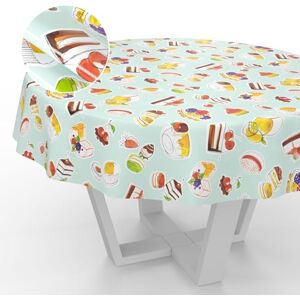 ANRO Oilcloth Tablecloth Washable Oilcloth Garden Tablecloth Outdoor Indoor Round 140 cm Cut Edge Dessert Mint ANRO Oilcloth Tablecloth Washable Oilcloth Garden Tablecloth Outdoor Indoor Round 140 cm Cut Edge Dessert Mint