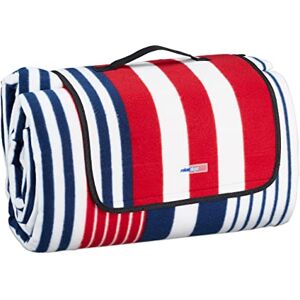 Relaxdays XXL Picnic Blanket, Aluminium Coating, Folding Beach Rug with Handle, 200x300 cm, Striped, Multicoloured, Polyester, 200x300cm Relaxdays XXL Picnic Blanket, Aluminium Coating, Folding Beach Rug with Handle, 200x300 cm, Striped, Multicoloured, Polyester, 200x300cm