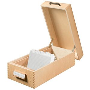 HAN 1006, Wooden card filing box A6 landscape, for 1,500 cards, metal base/support plate, natural wood HAN 1006, Wooden card filing box A6 landscape, for 1,500 cards, metal base/support plate, natural wood