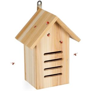 Relaxdays House, Wood, HWD: 25 x 18.5 x 12 cm, Weatherproof, to Hang Up, Insect Hotel for Ladybirds, Natural Relaxdays House, Wood, HWD: 25 x 18.5 x 12 cm, Weatherproof, to Hang Up, Insect Hotel for Ladybirds, Natural