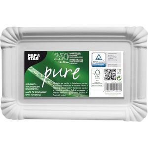 Papstar Pure 11062 250 Cardboard Tray 13 x 20 cm Rectangular White Papstar Pure 11062 250 Cardboard Tray 13 x 20 cm Rectangular White