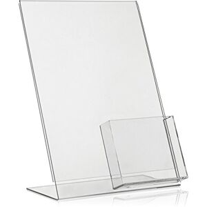 VITAdisplays DIN A4 Advertising Stand/L Stand/L Stand with Extra DIN A6 / DIN Long (DL) Compartment as Table Stand Made of Original Plastic Glass VITAdisplays DIN A4 Advertising Stand/L Stand/L Stand with Extra DIN A6 / DIN Long (DL) Compartment as Table Stand Made of Original Plastic Glass