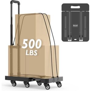 TOOLIOM Folding Hand Truck, 500 lbs Heavy Duty Foldable Luggage Cart with 6 Wheels & 2 Elastic Ropes, Portable Collapsible Dolly Cart with Extendable Base TOOLIOM Folding Hand Truck, 500 lbs Heavy Duty Foldable Luggage Cart with 6 Wheels & 2 Elastic Ropes, Portable Collapsible Dolly Cart with Extendable Base