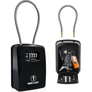 Iron Lock ® XXL Key Lock Box Portable and Wall Mounted with Removable Cable Shackle Waterproof Indoor Outdoor 4 Digit Combination with Resettable Code with A B Switch Extra Large Key Lockbox Outside Iron Lock ® XXL Key Lock Box Portable and Wall Mounted with Removable Cable Shackle Waterproof Indoor Outdoor 4 Digit Combination with Resettable Code with A B Switch Extra Large Key Lockbox Outside