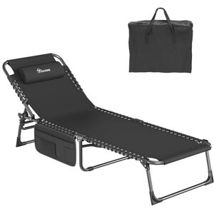 YITAHOME Reclining Sun Lounger 190x60x31 cm Folding Sun Bed 4 Position Adjustable, Sunloungers with Removable Headrest & Side Pocket Load capacity 300lbs for Garden, Beach, Poolside, Camping, Black YITAHOME Reclining Sun Lounger 190x60x31 cm Folding Sun Bed 4 Position Adjustable, Sunloungers with Removable Headrest & Side Pocket Load capacity 300lbs for Garden, Beach, Poolside, Camping, Black