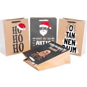 Heku 24 XL Christmas Gift Bags, 33 x 26 x 13 cm, 4 Christmas Motifs, X-mas Nature Trend, Includes Folding Cards, High-Quality Paper with Hotfoil and Embossing, Ideal for Large Christmas Gifts Heku 24 XL Christmas Gift Bags, 33 x 26 x 13 cm, 4 Christmas Motifs, X-mas Nature Trend, Includes Folding Cards, High-Quality Paper with Hotfoil and Embossing, Ideal for Large Christmas Gifts