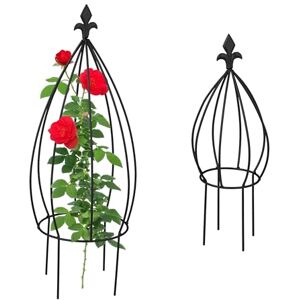 Relaxdays Plant Support, Set of 2, Bulb Shape, Free-Standing Climbing Aid, Metal Obelisk, Stake for Flowers, Black, Steel, 65 x 25 cm Relaxdays Plant Support, Set of 2, Bulb Shape, Free-Standing Climbing Aid, Metal Obelisk, Stake for Flowers, Black, Steel, 65 x 25 cm