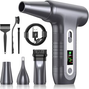 LUCKEA Electric Compressed Air Duster for PC with HD Display Air Blower 200,000 RPM with LED Light, Rechargeable 6000mAh Air Blower Gun for Keyboard Home Outdoor Car Cleaning, W06, Silver LUCKEA Electric Compressed Air Duster for PC with HD Display Air Blower 200,000 RPM with LED Light, Rechargeable 6000mAh Air Blower Gun for Keyboard Home Outdoor Car Cleaning, W06, Silver