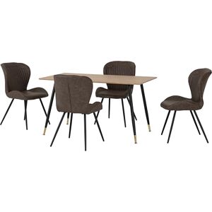 Seconique Hamilton Medium Dining Set with Quebec Chairs in Medium Oak Effect/Black/Brown Faux Leather Seconique Hamilton Medium Dining Set with Quebec Chairs in Medium Oak Effect/Black/Brown Faux Leather
