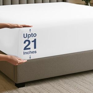 Utopia Bedding Queen Deep Pocket Fitted Sheet – Extra Deep Pocket – Fits up to 21 Inch Mattress – Hotel Luxury – Soft, Breathable and Comfy – Shrinkage and Fade Resistant – Easy Care – (White) Utopia Bedding Queen Deep Pocket Fitted Sheet – Extra Deep Pocket – Fits up to 21 Inch Mattress – Hotel Luxury – Soft, Breathable and Comfy – Shrinkage and Fade Resistant – Easy Care – (White)