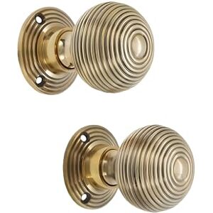 Infinity Pair of Vintage Aged Brass Beehive Mortice Rim Door Knobs Set 50mm – Door Pull Handles Suitable for Interior & Exterior Doors Infinity Pair of Vintage Aged Brass Beehive Mortice Rim Door Knobs Set 50mm – Door Pull Handles Suitable for Interior & Exterior Doors
