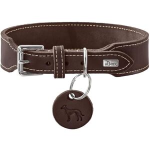 HUNTER Aalborg Extra Wide Collar Dark Brown Extra Wide Soft Leather with Elegant Contrast Stitching Made in Germany Size 40 HUNTER Aalborg Extra Wide Collar Dark Brown Extra Wide Soft Leather with Elegant Contrast Stitching Made in Germany Size 40