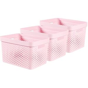 CURVER Infinity Dots Set of 3 Storage Baskets, 100% Recycled Resin, Nestable & Lightweight, 17 Litres, Pink CURVER Infinity Dots Set of 3 Storage Baskets, 100% Recycled Resin, Nestable & Lightweight, 17 Litres, Pink