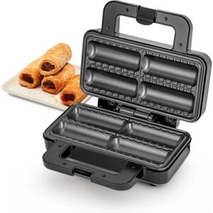 GEEPAS Sausage Roll Maker Makes 4 Quick Rolls Make your Own Crispy Flaky Sausage Rolls at Home, Non-Stick Coated Plates Cool Touch Handle Over Heat Protection Safety Lock GEEPAS Sausage Roll Maker Makes 4 Quick Rolls Make your Own Crispy Flaky Sausage Rolls at Home, Non-Stick Coated Plates Cool Touch Handle Over Heat Protection Safety Lock