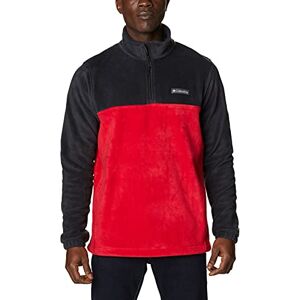 Columbia Men's Steens Mountain Half Zip Fleece Pullover, Black, Mountain Red, M Columbia Men's Steens Mountain Half Zip Fleece Pullover, Black, Mountain Red, M