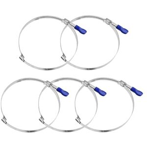 POWERTEC 70225 4 Inch Right Hand Keyed Bridge Easy Turn Thumb Screw Adjustable Stainless Steel Hose Clamps for Dust Collectors and Dryer Vent, 5PK Metallic POWERTEC 70225 4 Inch Right Hand Keyed Bridge Easy Turn Thumb Screw Adjustable Stainless Steel Hose Clamps for Dust Collectors and Dryer Vent, 5PK Metallic