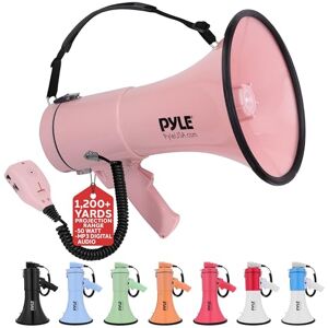 Pyle 50W Megaphone Bullhorn Portable, Automatic Siren & Adjustable Volume,Projection Range Up to 1200 Square Yards, Aux Input, Talk, Siren, Music, Whistle, & Record, Shoulder Strap (Pink) Pyle 50W Megaphone Bullhorn Portable, Automatic Siren & Adjustable Volume,Projection Range Up to 1200 Square Yards, Aux Input, Talk, Siren, Music, Whistle, & Record, Shoulder Strap (Pink)