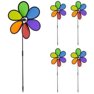 Relaxdays Flower Windmill, Set of 5, Decorative Garden Pinwheel, Wind Spinner for Adults & Children, Rainbow Colour, Polyester, 66 x 27 x 7 cm Relaxdays Flower Windmill, Set of 5, Decorative Garden Pinwheel, Wind Spinner for Adults & Children, Rainbow Colour, Polyester, 66 x 27 x 7 cm