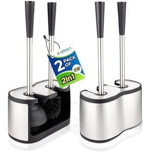 UMIEN 2 Pack Toilet Brush and Plunger Set 18-in Updated 2025 No-Rust Stainless Steel Design Long Handles with Freestanding Canister (Satin Nickel) UMIEN 2 Pack Toilet Brush and Plunger Set 18-in Updated 2025 No-Rust Stainless Steel Design Long Handles with Freestanding Canister (Satin Nickel)