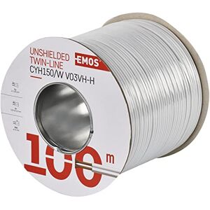 EMOS 100 x 2 x 1.5mm Unshielded Bi-Directional Cable White EMOS 100 x 2 x 1.5mm Unshielded Bi-Directional Cable White