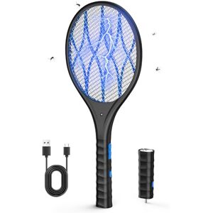 AROEVE Fly Zapper, 4000V Fly Swatter Electric, USB Charge, LED Light, Detachable Flashlight, 3 Layer Mesh Protection, Double Switch, Home, Garden, Black AROEVE Fly Zapper, 4000V Fly Swatter Electric, USB Charge, LED Light, Detachable Flashlight, 3 Layer Mesh Protection, Double Switch, Home, Garden, Black