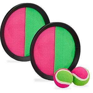 Relaxdays Game of Catch Set, 2 Balls & 2 Hand Catchers, Hook & Loop, Outdoor, Children & Adults, Beach Play, Pink/Green, 2 x 20.5 x 20.5 cm Relaxdays Game of Catch Set, 2 Balls & 2 Hand Catchers, Hook & Loop, Outdoor, Children & Adults, Beach Play, Pink/Green, 2 x 20.5 x 20.5 cm