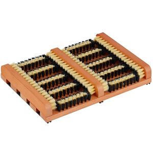 Relaxdays shoe scraper with brushes, non-slip base, wood, outdoor boot cleaner, shoe brush, brown/black Relaxdays shoe scraper with brushes, non-slip base, wood, outdoor boot cleaner, shoe brush, brown/black