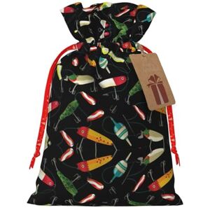 EniLsa Fishing Lure Print Xmas Drawstring Gift Bag,Gifts Decorations For Christmas Party Supplies,8.3 X 11.8 In EniLsa Fishing Lure Print Xmas Drawstring Gift Bag,Gifts Decorations For Christmas Party Supplies,8.3 X 11.8 In